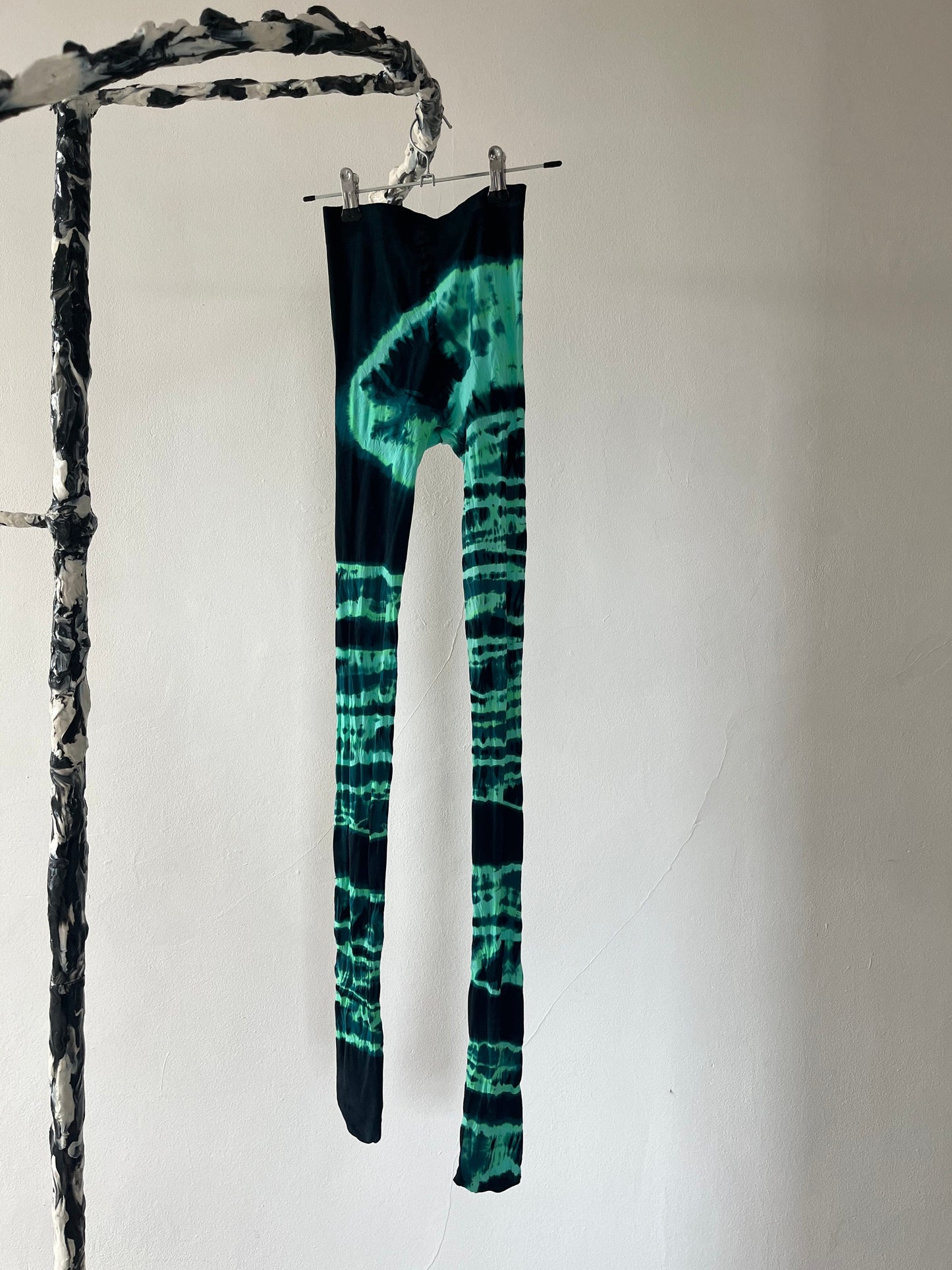 Hand Dyed Tights Teal Multicolour-Celia Calderón Asensio-APOC STORE