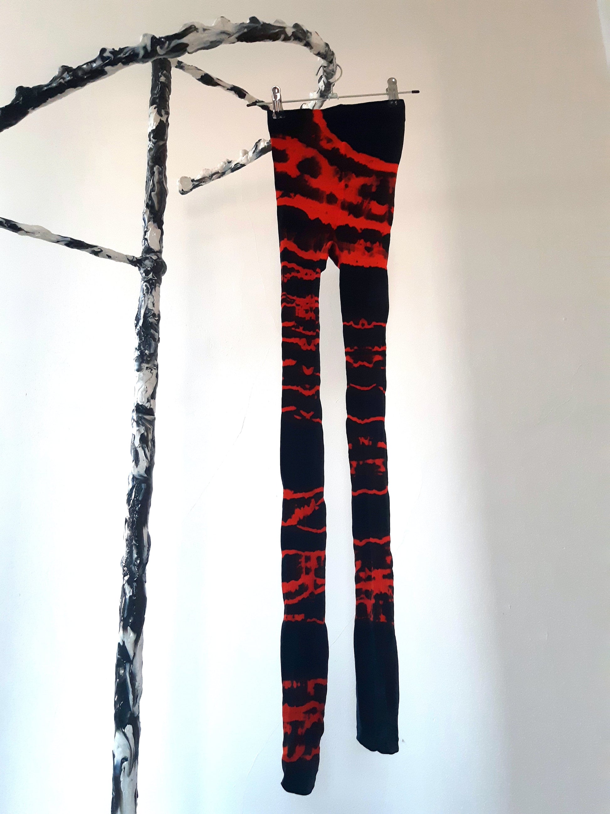 Hand Dyed Tights Orange Black-Celia Calderón Asensio-APOC STORE