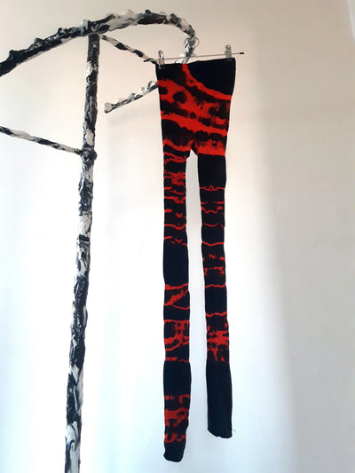 Hand Dyed Tights Orange Black-Celia Calderón Asensio-APOC STORE