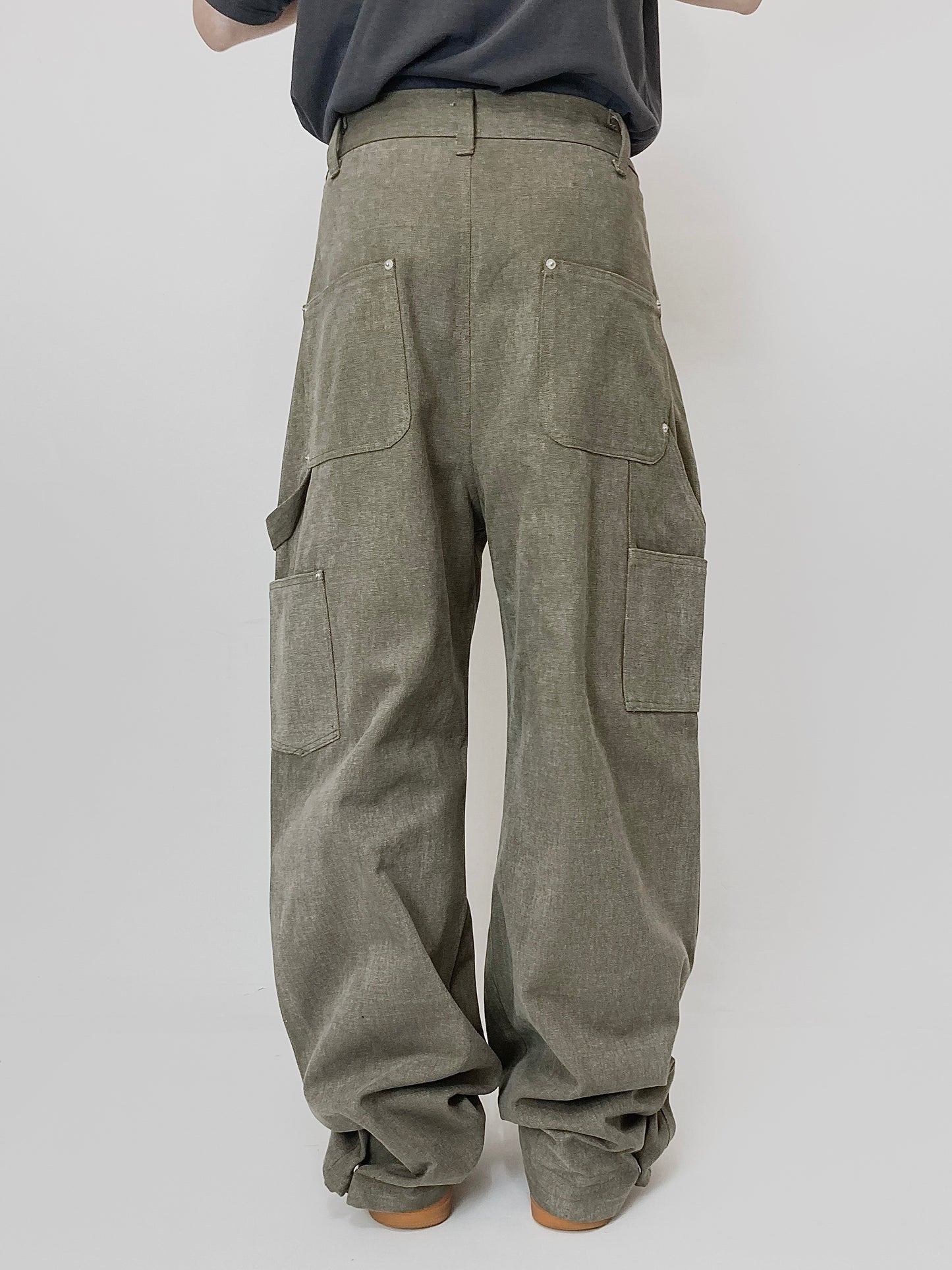 Khaki Adjustable Pants-EGNARTS-APOC STORE