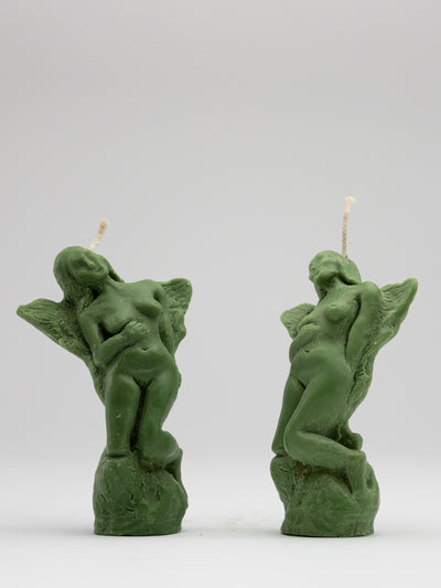 Pair of Angel Candles - Green-Imogen van der Pols-APOC STORE