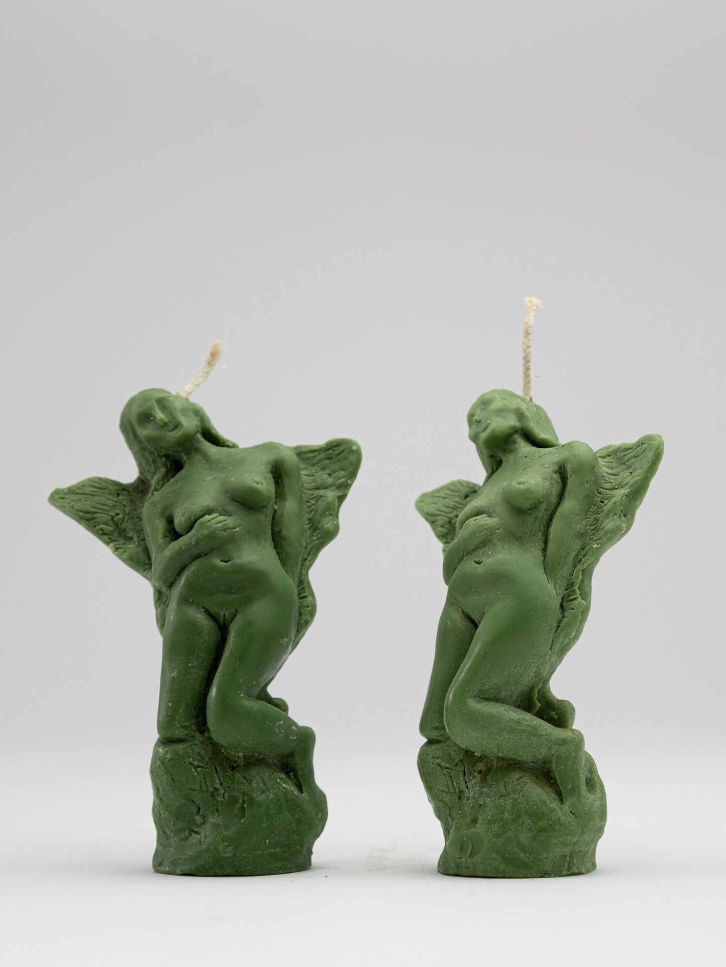 Pair of Angel Candles - Green-Imogen van der Pols-APOC STORE