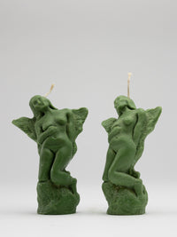 Pair of Angel Candles - Green-Imogen van der Pols-APOC STORE