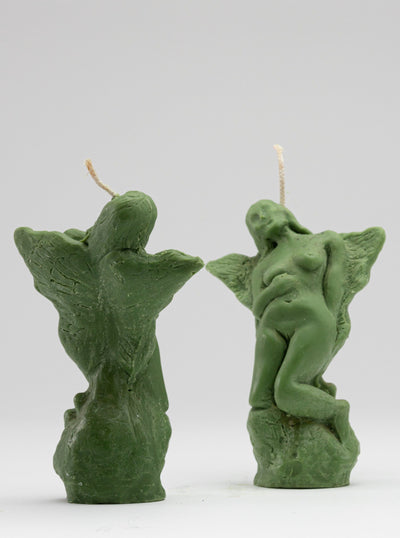 Pair of Angel Candles - Green-Imogen van der Pols-APOC STORE