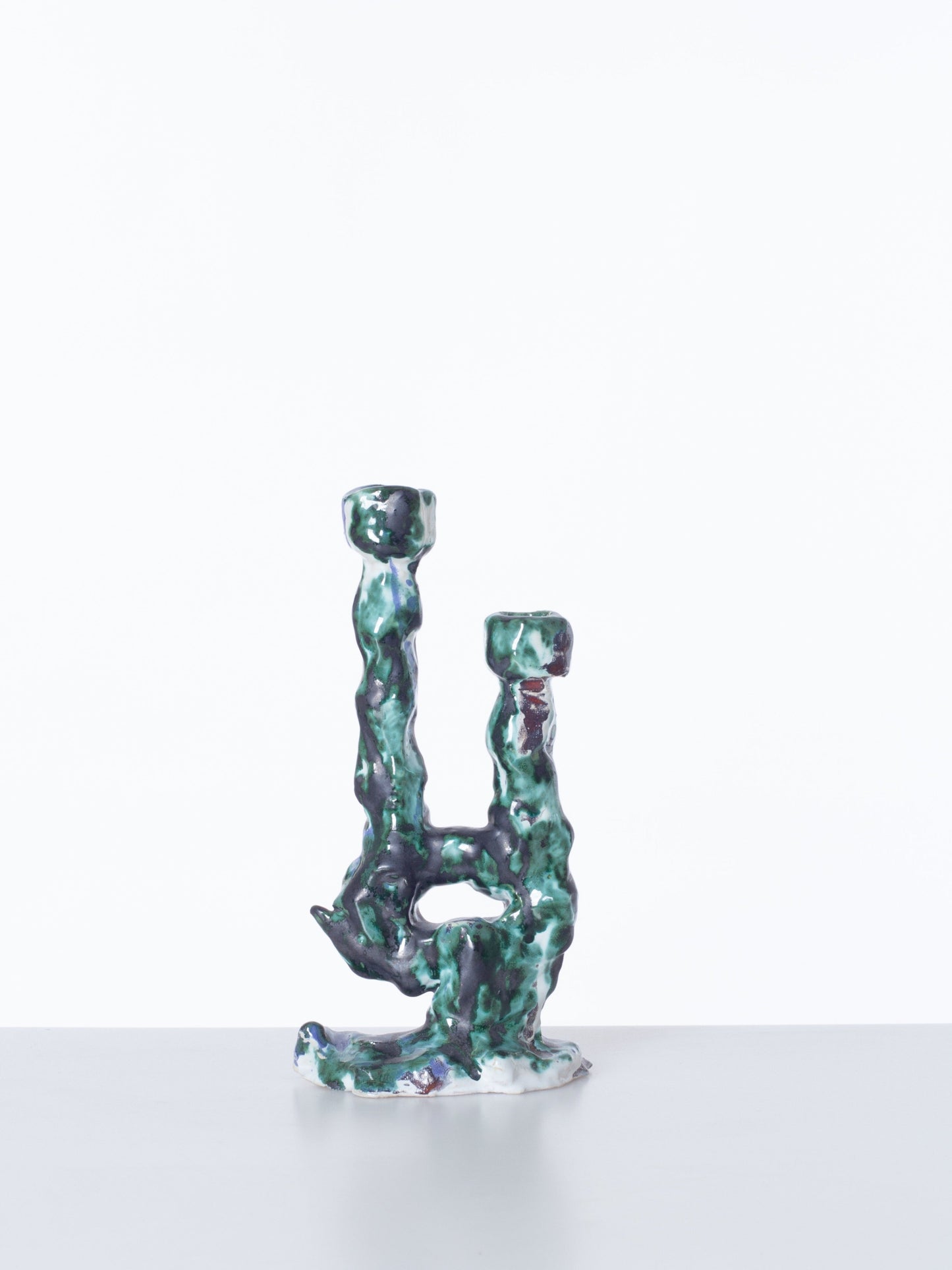 Double Candleholder Green Black-Alex Zeta-APOC STORE