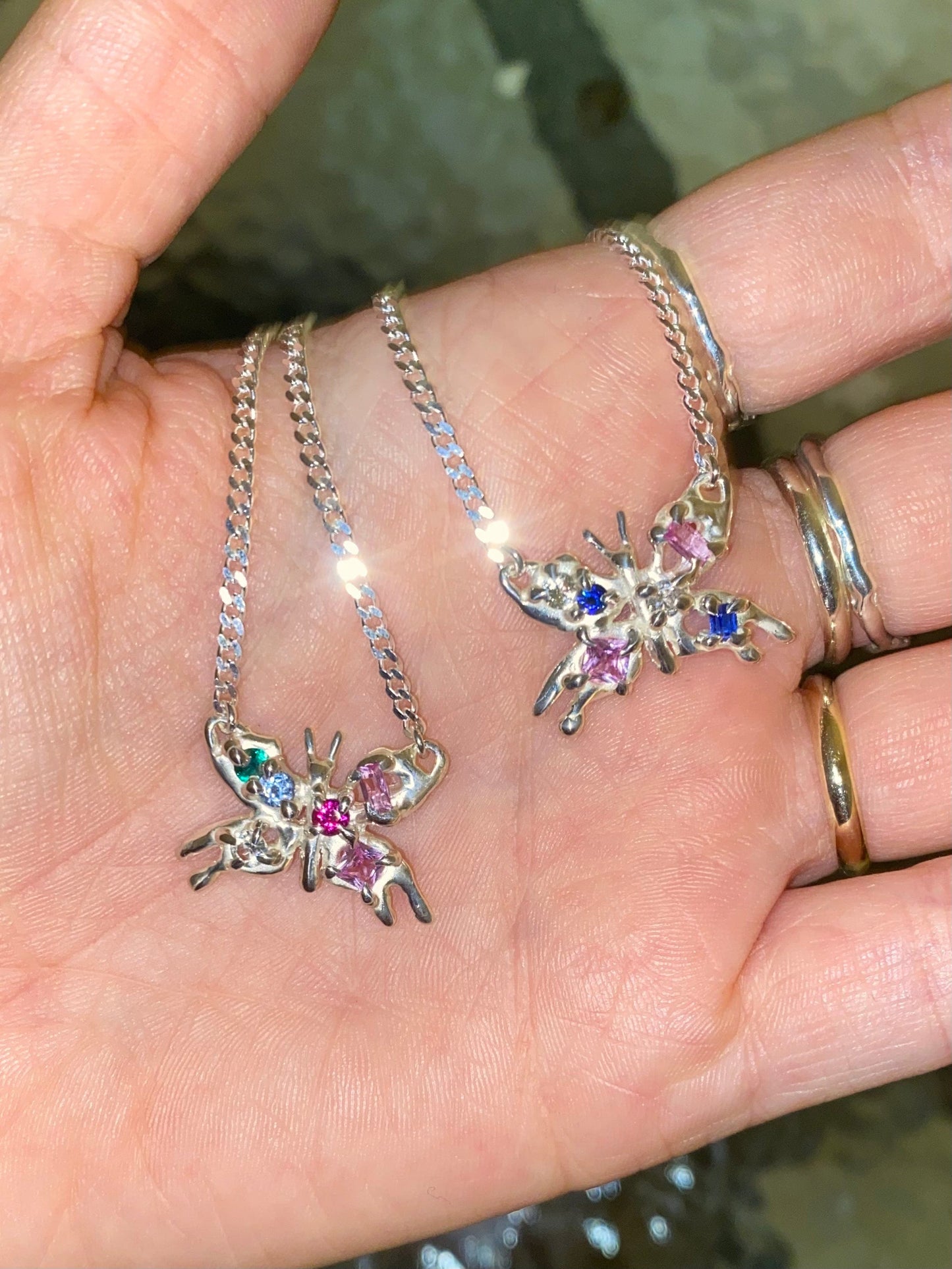 Bejewelled Mariposa Necklace in Jewel Tones-MGN-APOC STORE