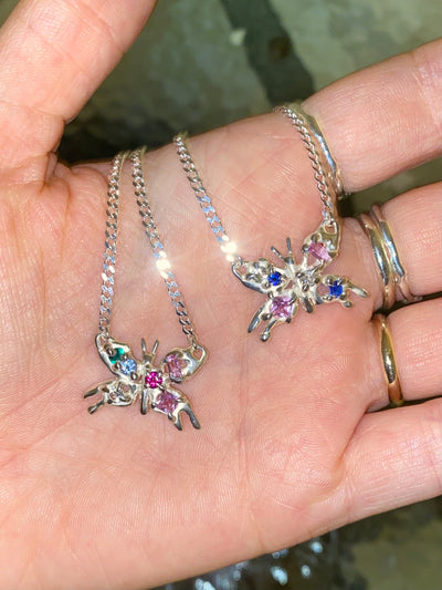 Bejewelled Mariposa Necklace in Jewel Tones-MGN-APOC STORE