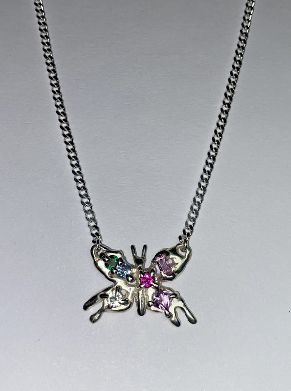 Bejewelled Mariposa Necklace in Jewel Tones-MGN-APOC STORE