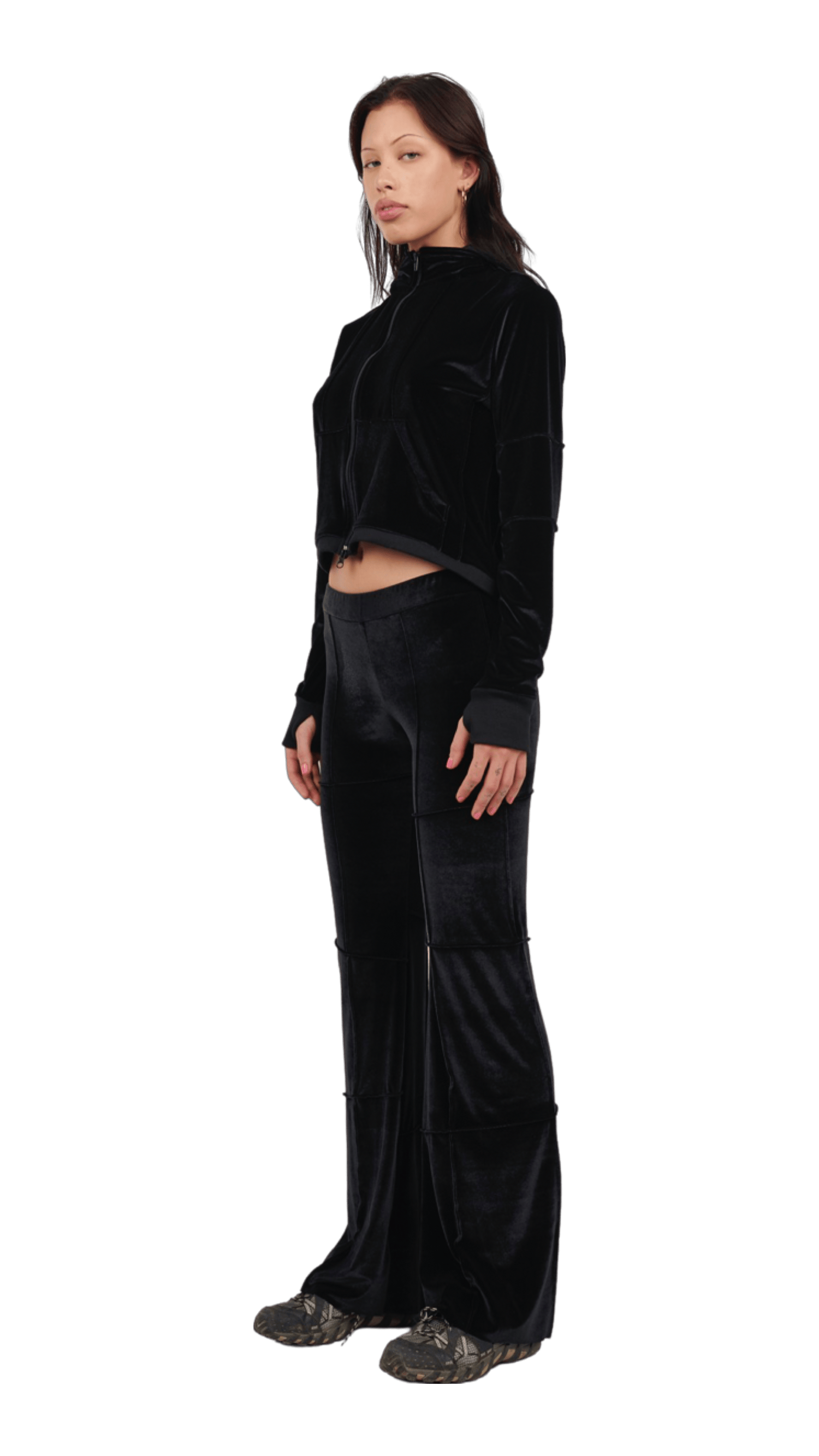 Black Flare Leg Spider Pants-Karlaidlaw-APOC STORE