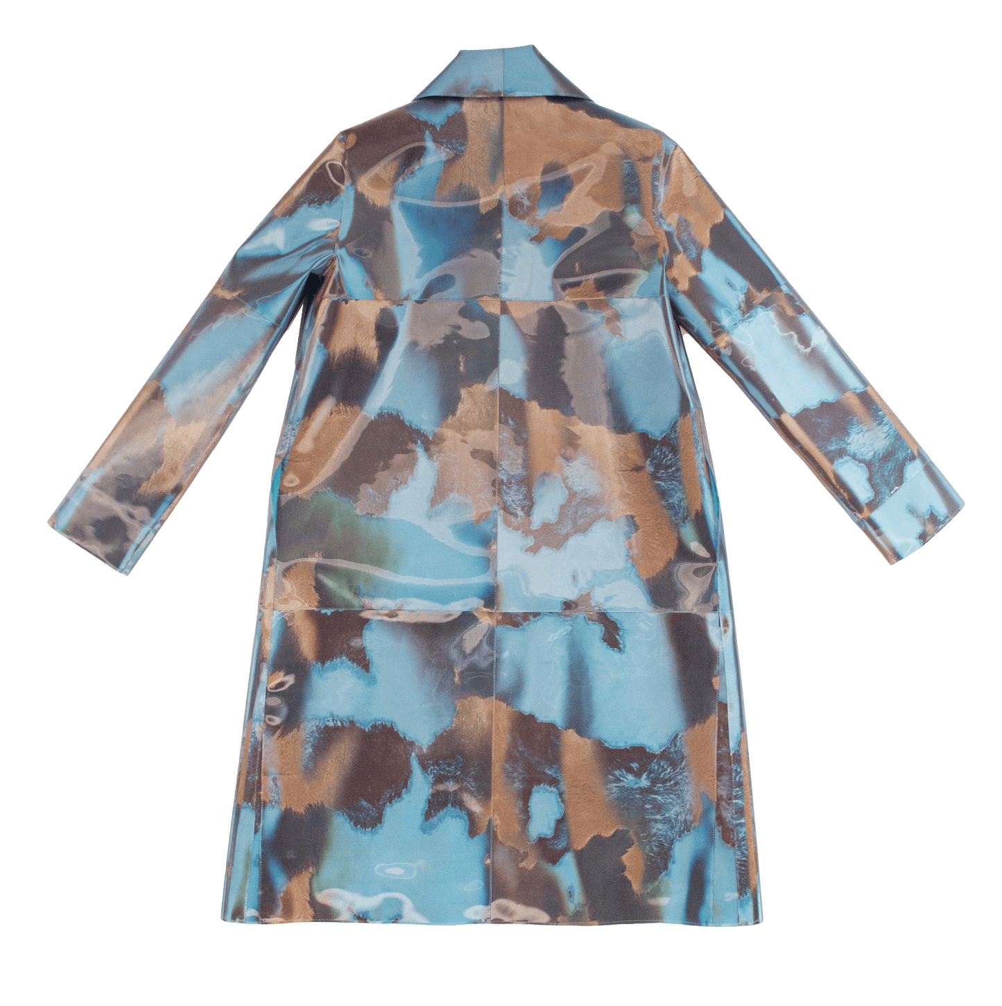 Colour-Flip Blue Cow Lenticular Button-up Knee Length Coat-Leeann Huang-APOC STORE