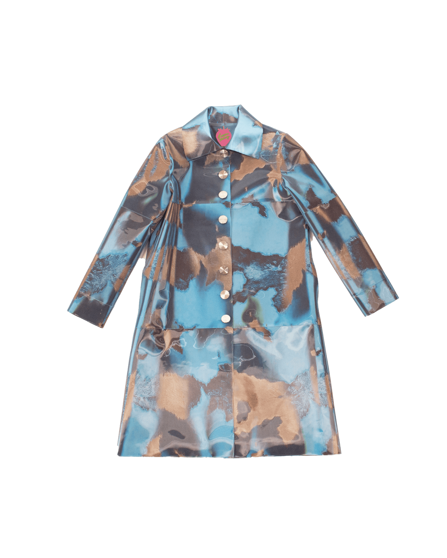 Colour-Flip Blue Cow Lenticular Button-up Knee Length Coat-Leeann Huang-APOC STORE