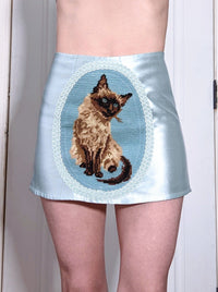 Satin Kitten Needlepoint Skirt-Kristin Mallison-APOC STORE