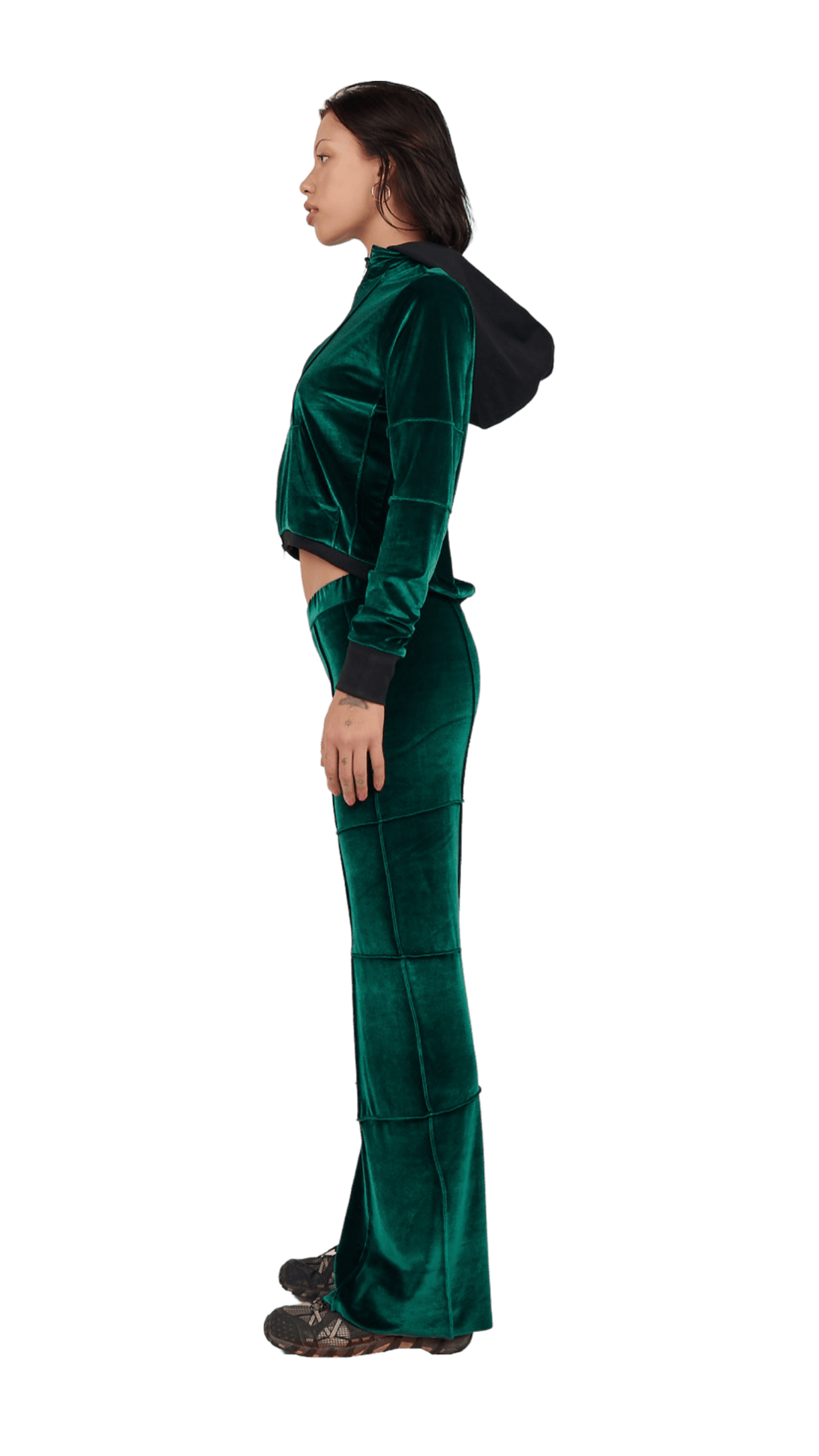 Bottle Green Flare Leg Spider Pants-Karlaidlaw-APOC STORE