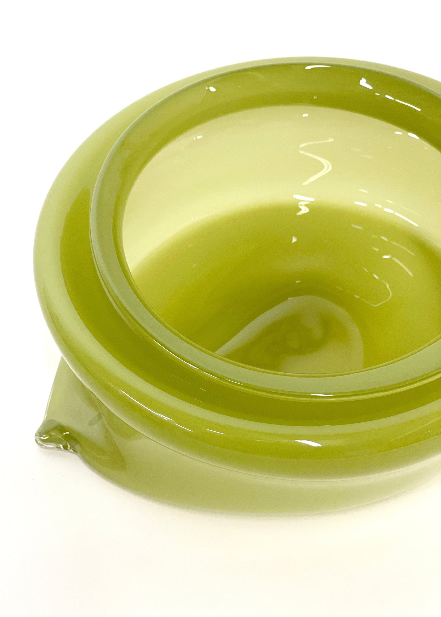 Large Deflated Bowl #3 in Pistachio-Sticky Glass-APOC STORE