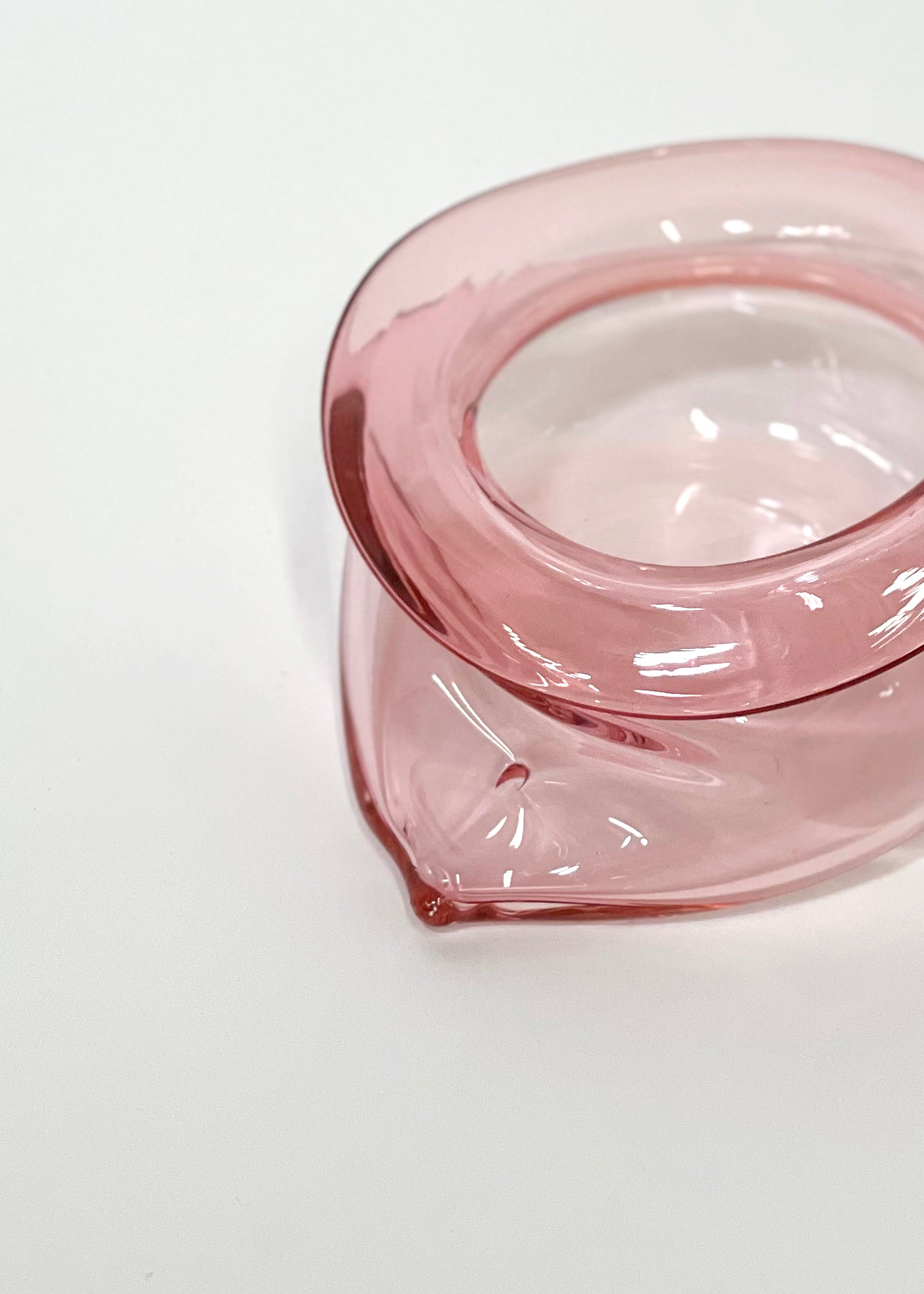 Small Deflated Bowl #3 in Pink-Sticky Glass-APOC STORE