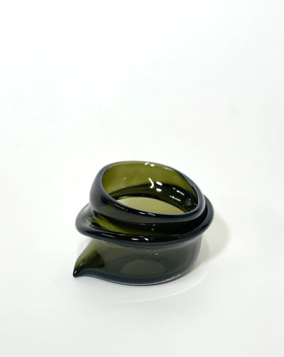 Small Deflated Bowl #5 in Smoke-Sticky Glass-APOC STORE