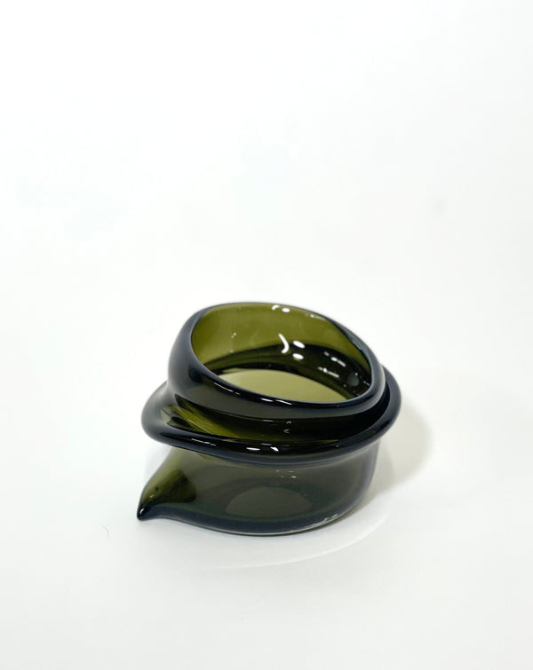 Small Deflated Bowl #5 in Smoke-Sticky Glass-APOC STORE