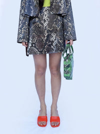 Colour-Changing Brown Python Rubber Mini Skirt-Leeann Huang-APOC STORE