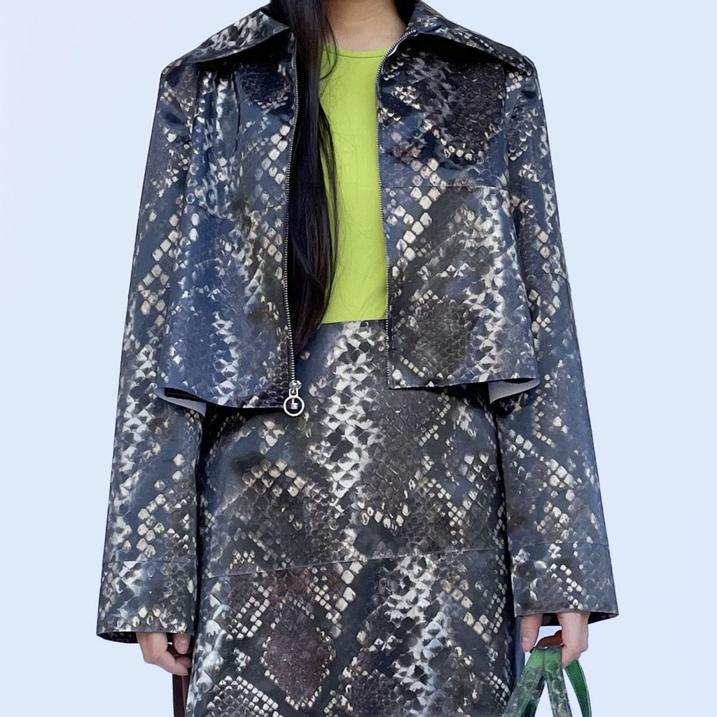 Leeann Huang Colour-Changing Brown Python Rubber Mini Jacket – APOC STORE