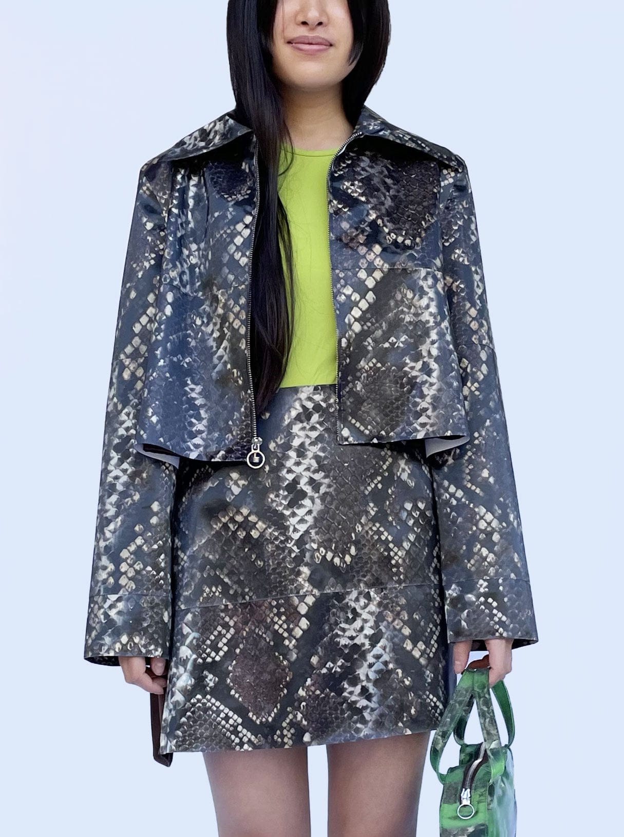 Colour-Changing Brown Python Rubber Mini Jacket-Leeann Huang-APOC STORE