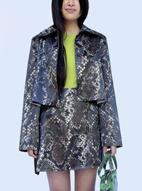 Colour-Changing Brown Python Rubber Mini Jacket-Leeann Huang-APOC STORE