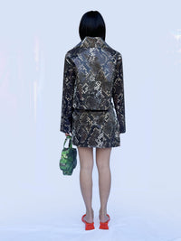 Colour-Changing Brown Python Rubber Mini Jacket-Leeann Huang-APOC STORE