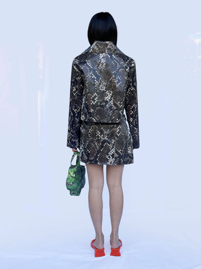 Colour-Changing Brown Python Rubber Mini Jacket-Leeann Huang-APOC STORE