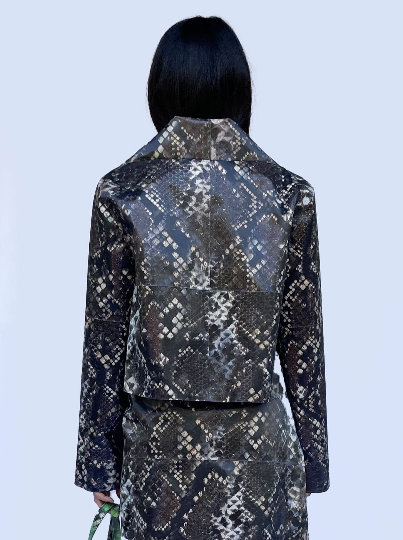 Colour-Changing Brown Python Rubber Mini Jacket-Leeann Huang-APOC STORE