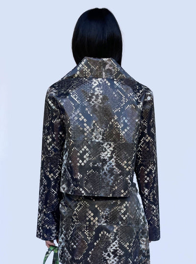 Colour-Changing Brown Python Rubber Mini Jacket-Leeann Huang-APOC STORE