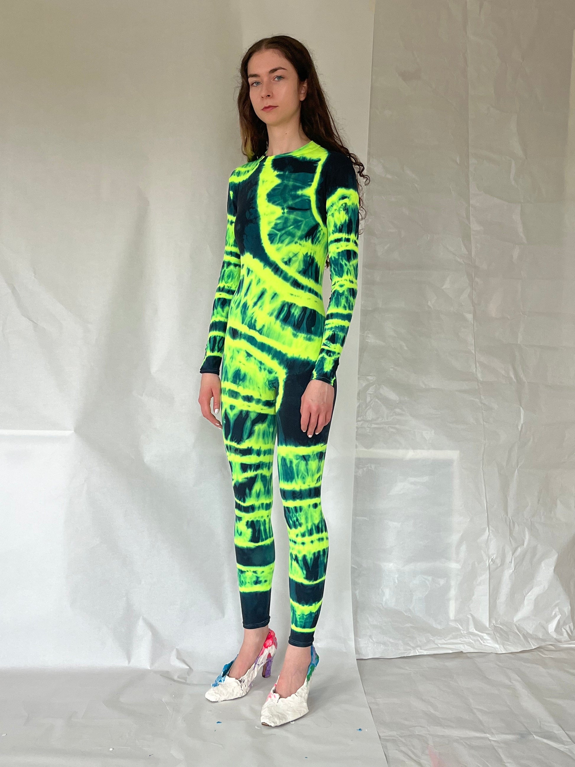 Hand Dyed Catsuit Green-Celia Calderón Asensio-APOC STORE