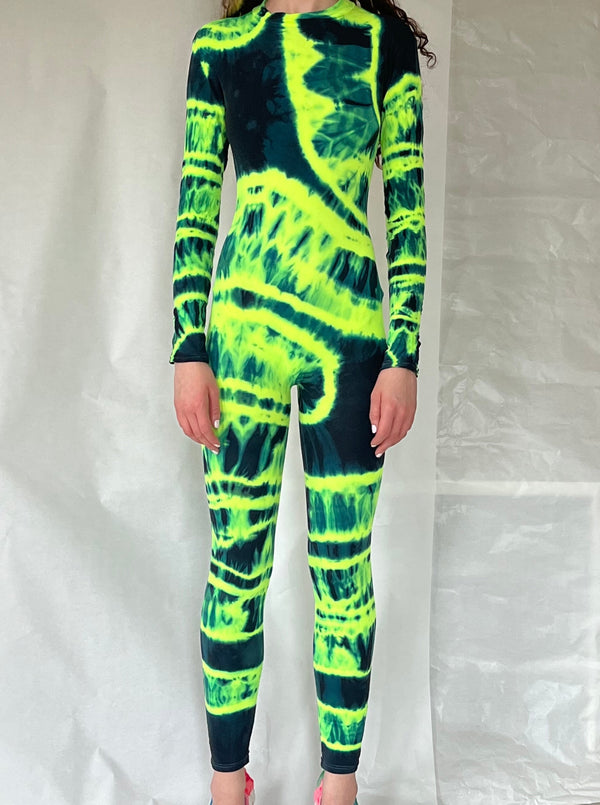 Hand Dyed Catsuit Green-Celia Calderón Asensio-APOC STORE