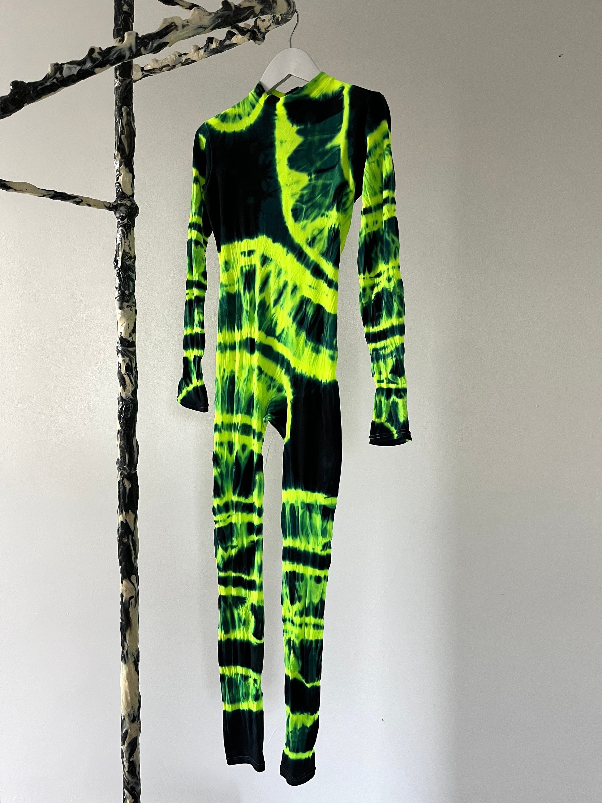 Hand Dyed Catsuit Green-Celia Calderón Asensio-APOC STORE