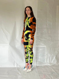 Hand Dyed Catsuit Orange Multicolour-Celia Calderón Asensio-APOC STORE