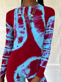 Hand Dyed Catsuit Red Blue-Celia Calderón Asensio-APOC STORE