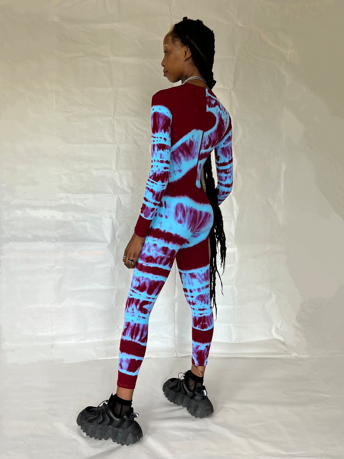 Hand Dyed Catsuit Red Blue-Celia Calderón Asensio-APOC STORE