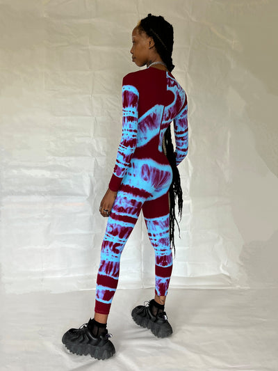 Hand Dyed Catsuit Red Blue-Celia Calderón Asensio-APOC STORE