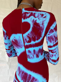 Hand Dyed Catsuit Red Blue-Celia Calderón Asensio-APOC STORE