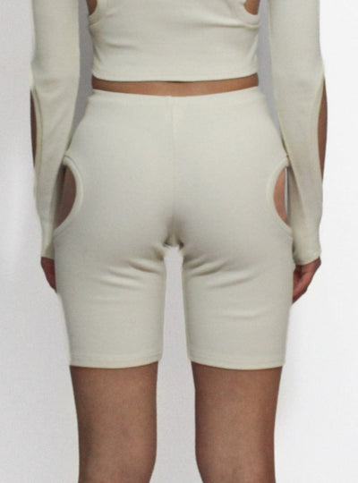 Beige Orbit Shorts-Oriens-APOC STORE