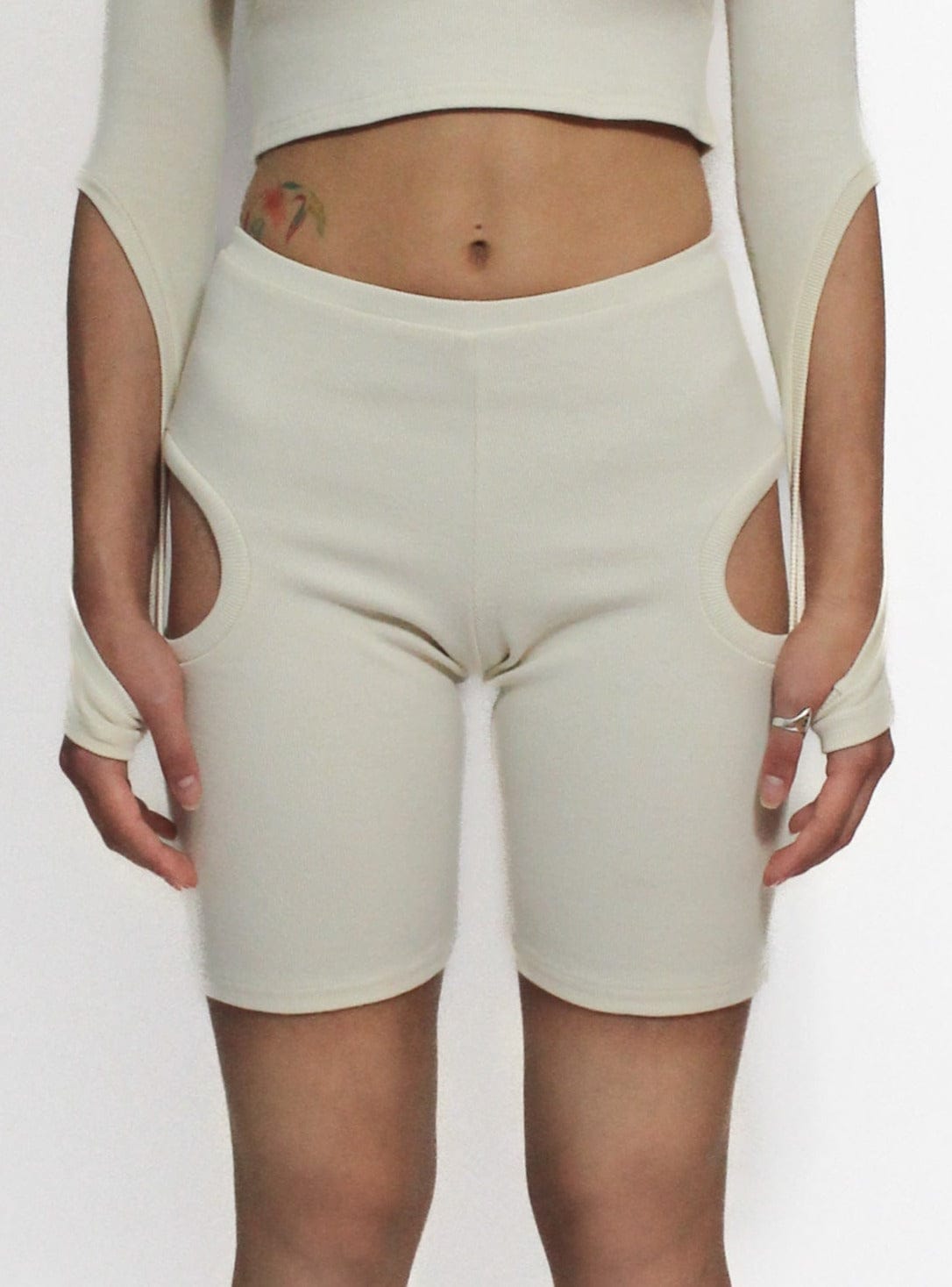 Beige Orbit Shorts-Oriens-APOC STORE