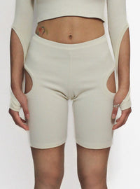 Beige Orbit Shorts-Oriens-APOC STORE