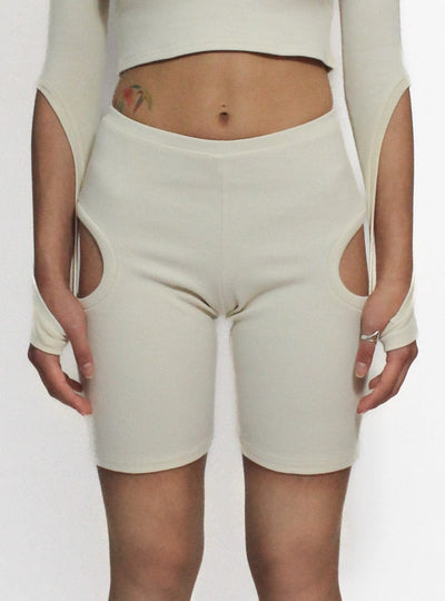 Beige Orbit Shorts-Oriens-APOC STORE