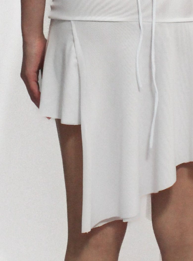White Illusion Mesh Draped Mini Skirt-Oriens-APOC STORE
