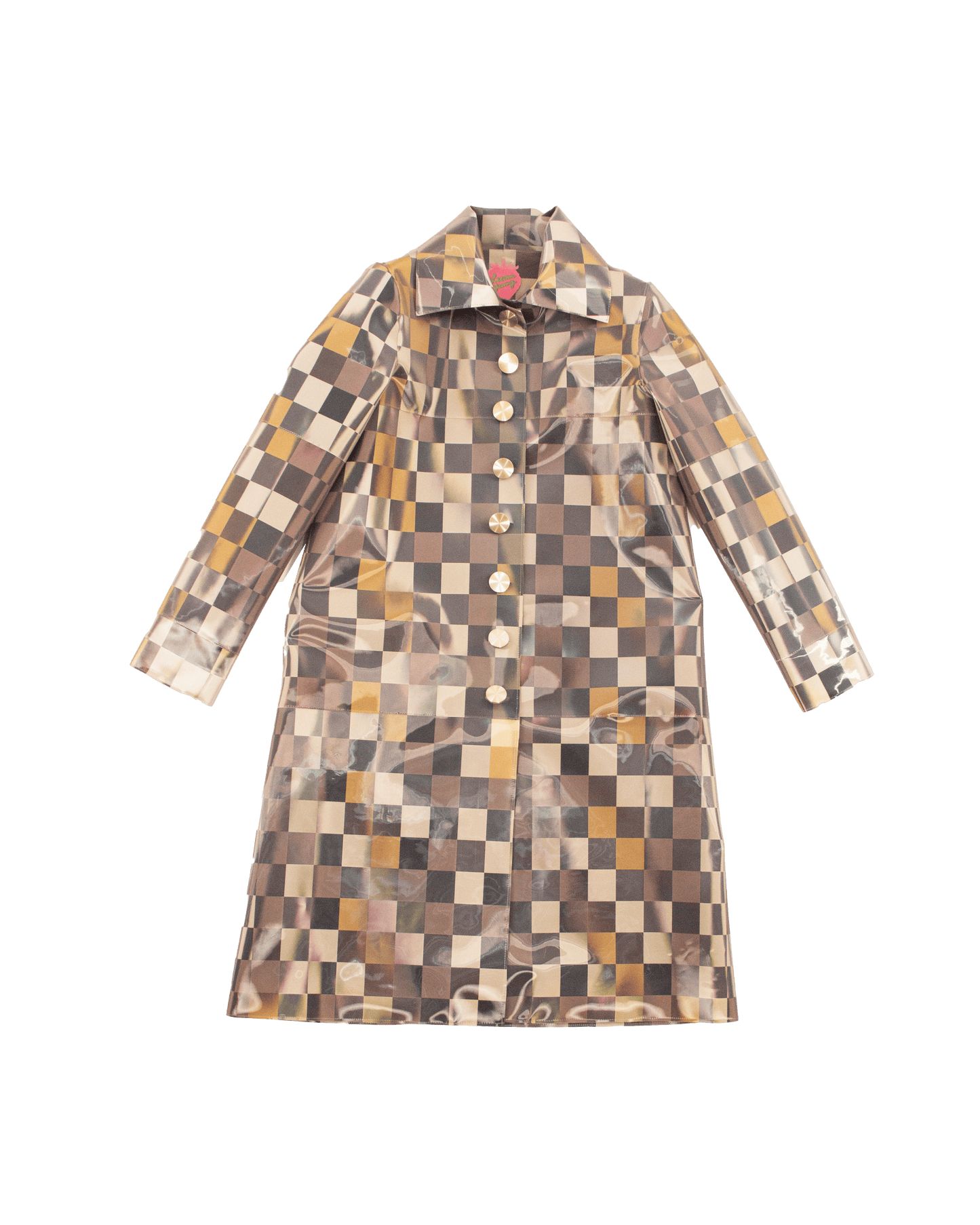 Colour-Flip Mini Chocolate Checker Print Coat-Leeann Huang-APOC STORE