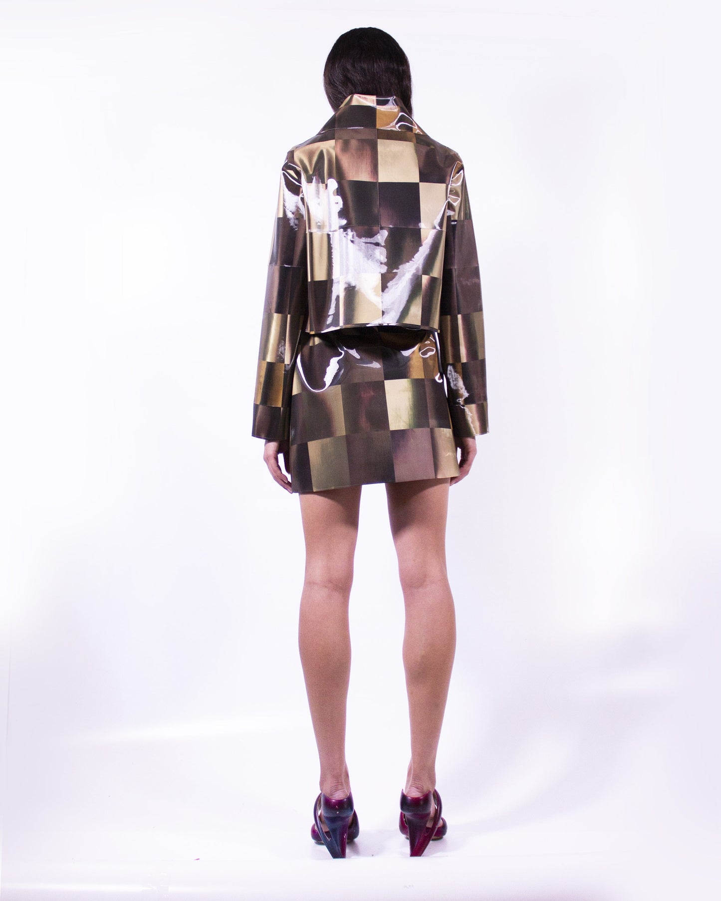 Holographic Chocolate Checker Colour-Changing Jacket-Leeann Huang-APOC STORE