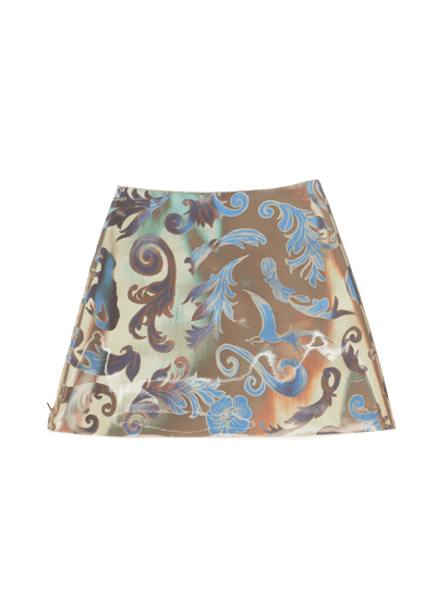 Holographic Colour-Changing Cowboy Fleur Mini Skirt-Leeann Huang-APOC STORE