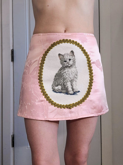 Cross Stitch Kitten Mini Skirt-Kristin Mallison-APOC STORE