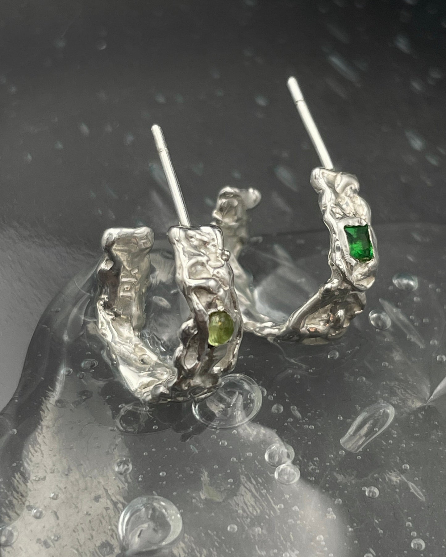 Green-eyed Twisted Terrain Hoops-Danielle Karlikoff-APOC STORE