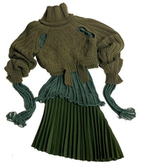 Khaki Cropped Open Sleeve Multi Rib-Richard Malone-APOC STORE