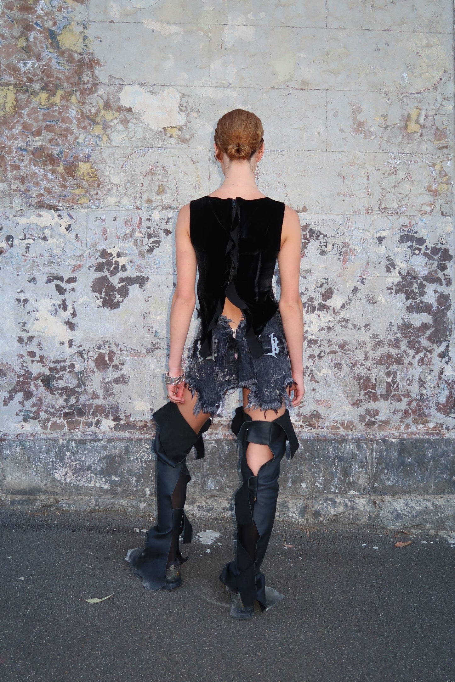 Denim Garter Skirt-Karlaidlaw-APOC STORE