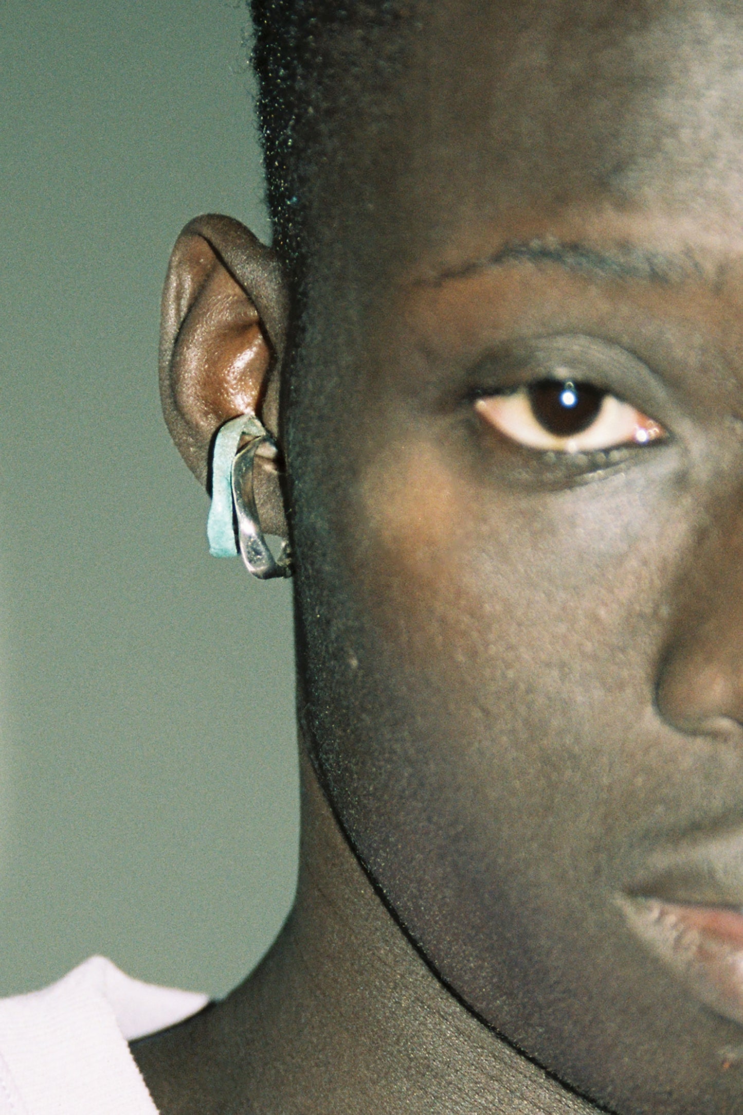 Green Enamel Silver Ear Cuff-Karmuel Young-APOC STORE